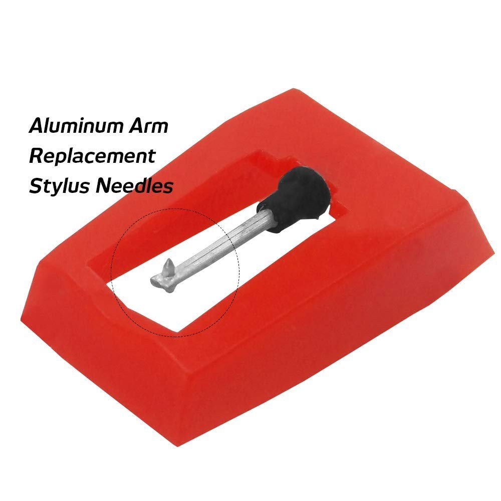6 Pack Record Player Needle, Diamond Replacement Stylus Needle for 6, Red