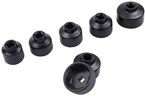 7-Piece Oil Filter Socket Set Includes Black Aluminium