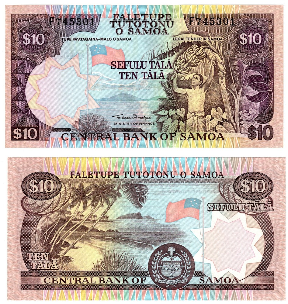 2002 Samoa P34 a2 10 Tala Banknote UNC Security Strip w CBS