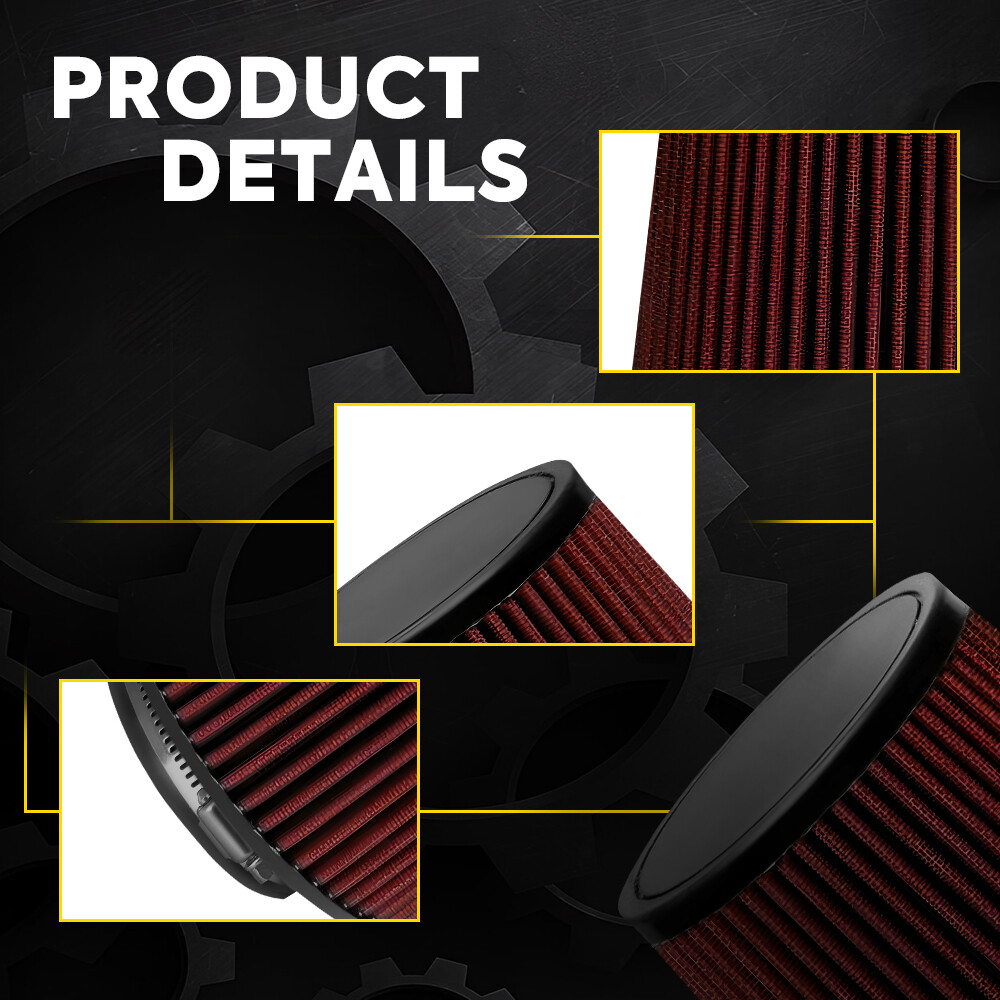 4'' 102mm Long High Flow Inlet Cone Dry Filter Cold Air Intake Replacement
