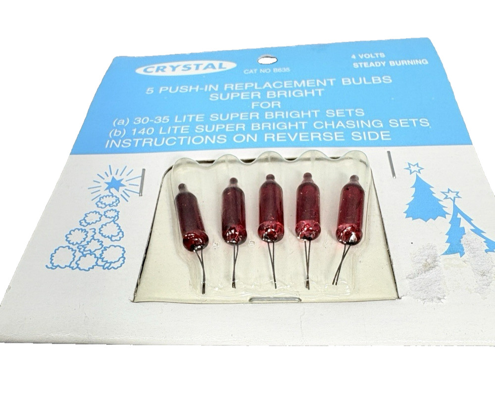4 volt Christmas Light Bulbs 5 RED Mini SUPER BRIGHT for 30 - 35 Count String