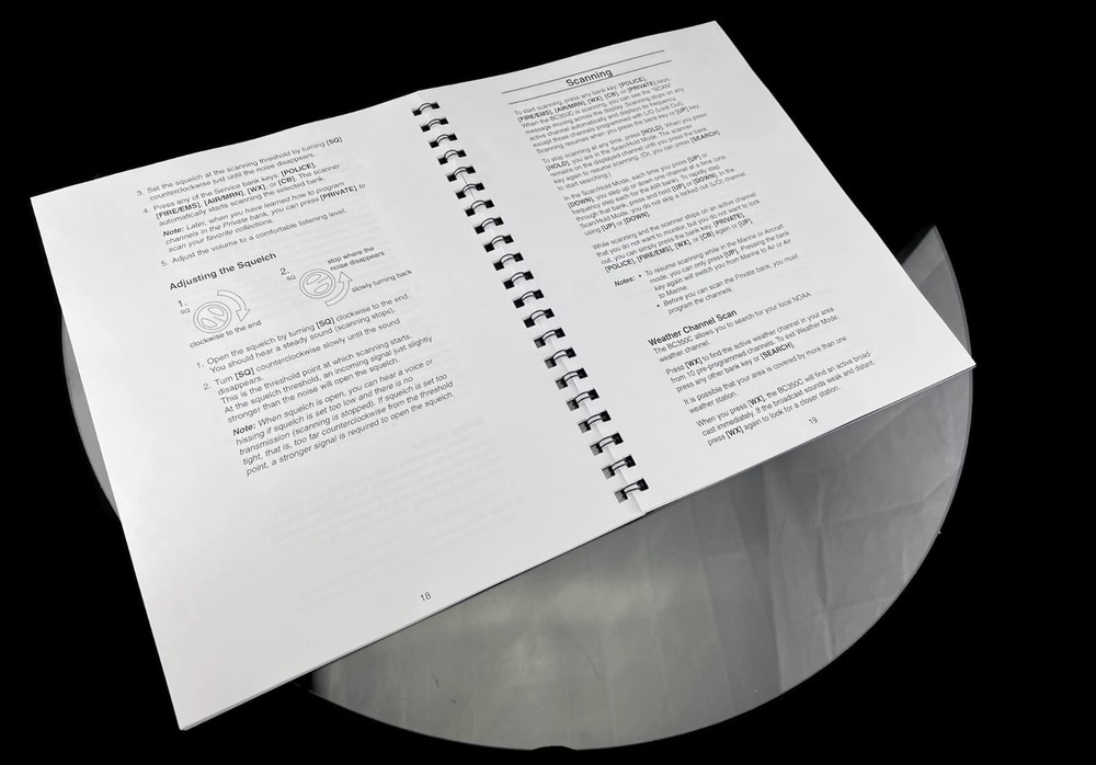 Uniden BC350C Instructions Operating Manual User Guide COIL BOUND