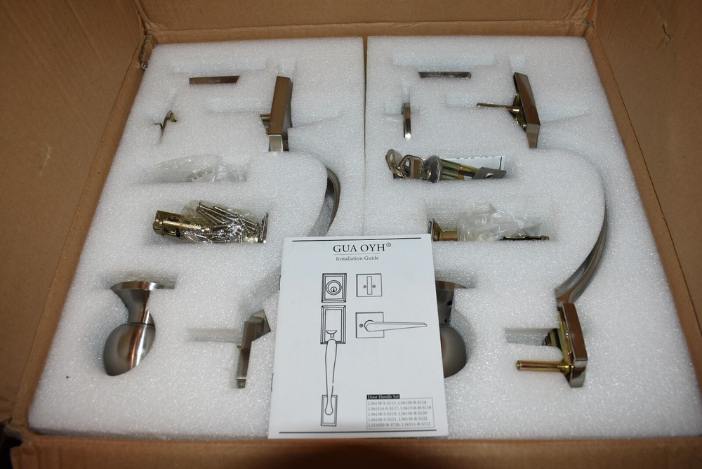 Natsukage Front Door Handle Double Door Lock Set Entrance Handle Set with Dummy