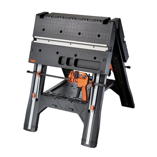 WORX Pegasus Work Table 25'' Portable Folding Workbench Black Orange