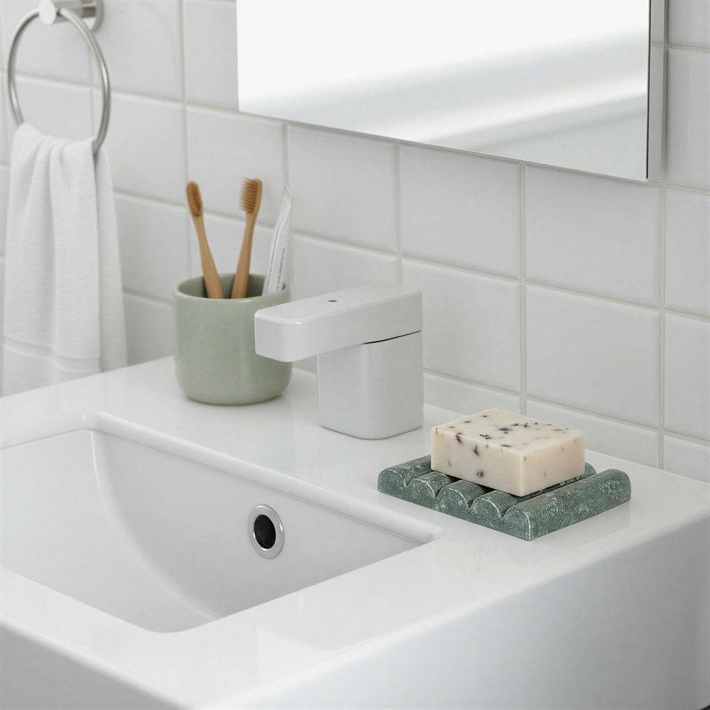 Hand-Carved Marble Soap Dish, Green