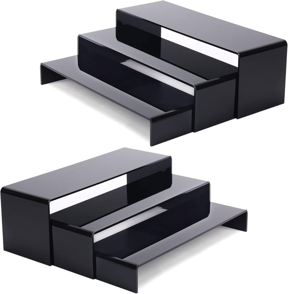 6Pcs Large Acrylic Risers, 2 Set11.2”L~11.6”L~12”L Black Rectangular Showcase...
