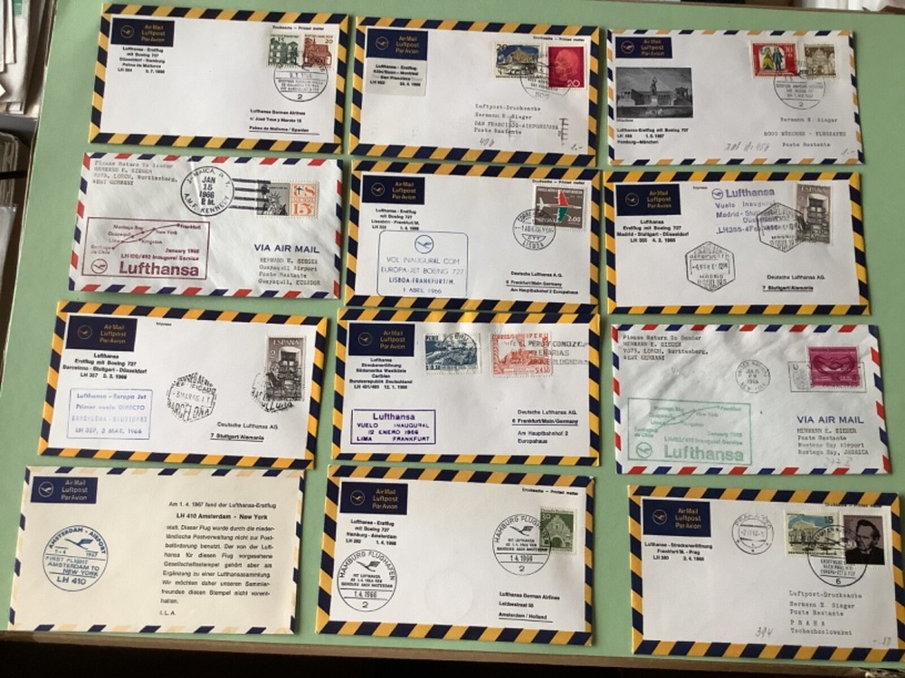 Airmail flight covers 12 mixed items Ref A1641