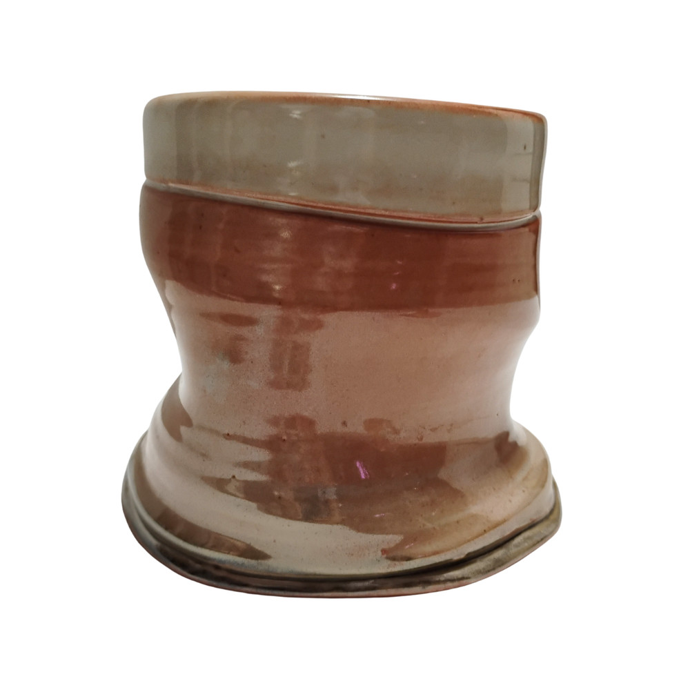 Signed Studio Pottery Lidded Canister | Gradient Peach Glaze | Handmade Ceramic