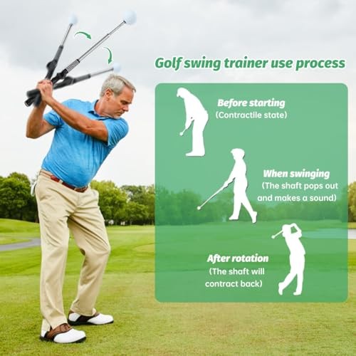 NINEFOX Golf Swing Pro Trainer: Portable Retractable Stick with Click Feedback