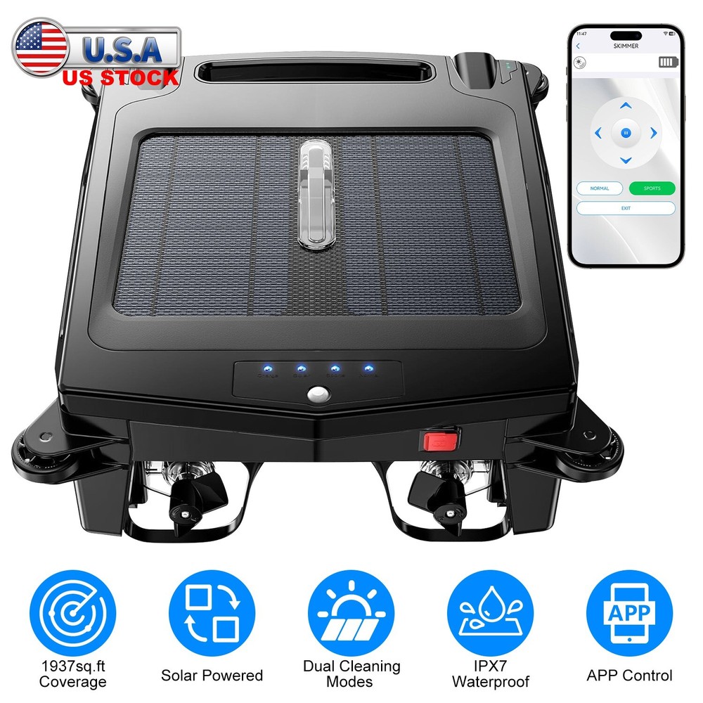 Surfer Robotic Solar Pool Skimmer w/ APP Support, Dual Charging Modes