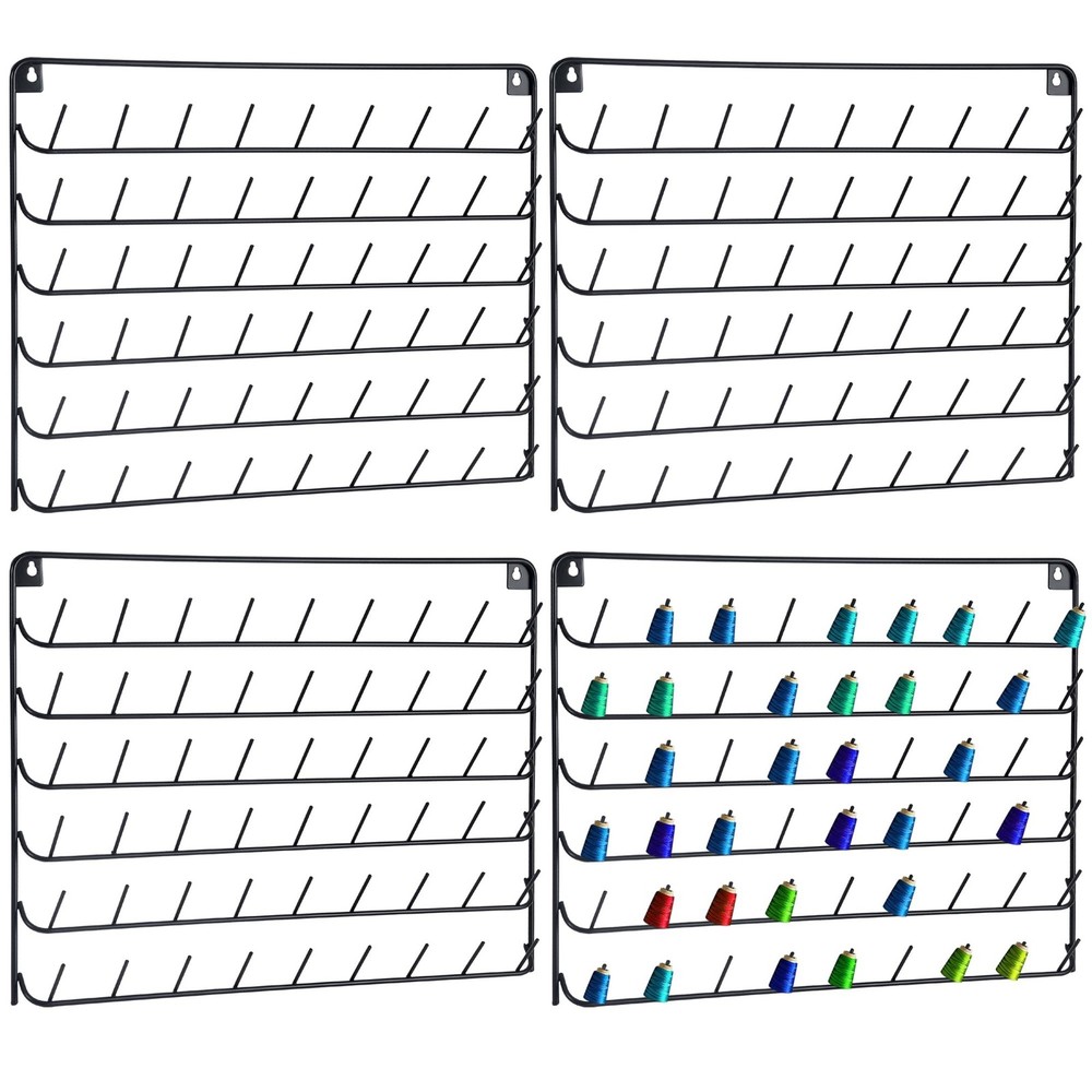 4 pack thread holder wall mount，54 spools sewing thread organizer，