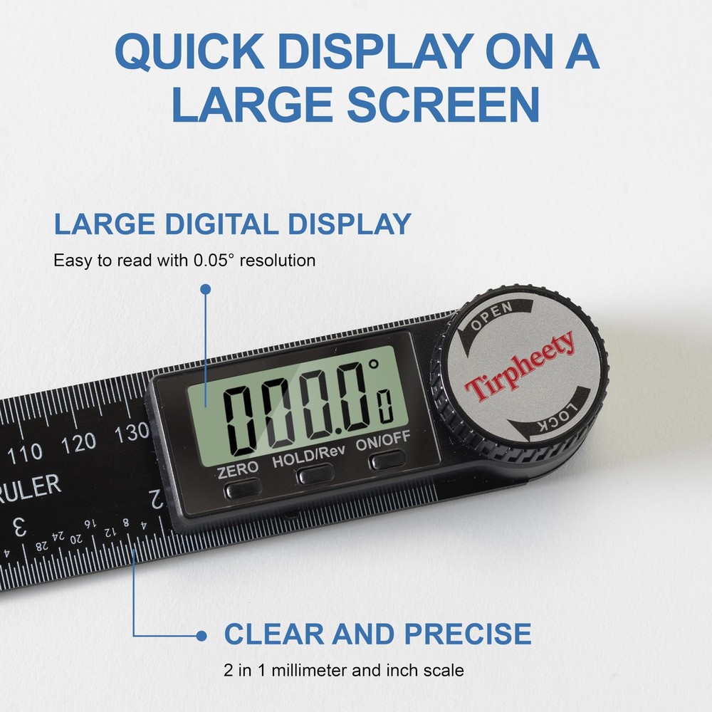Tirpheety Digital Angle Finder Protractor, 3rd Generation Quick 7 inch, Black