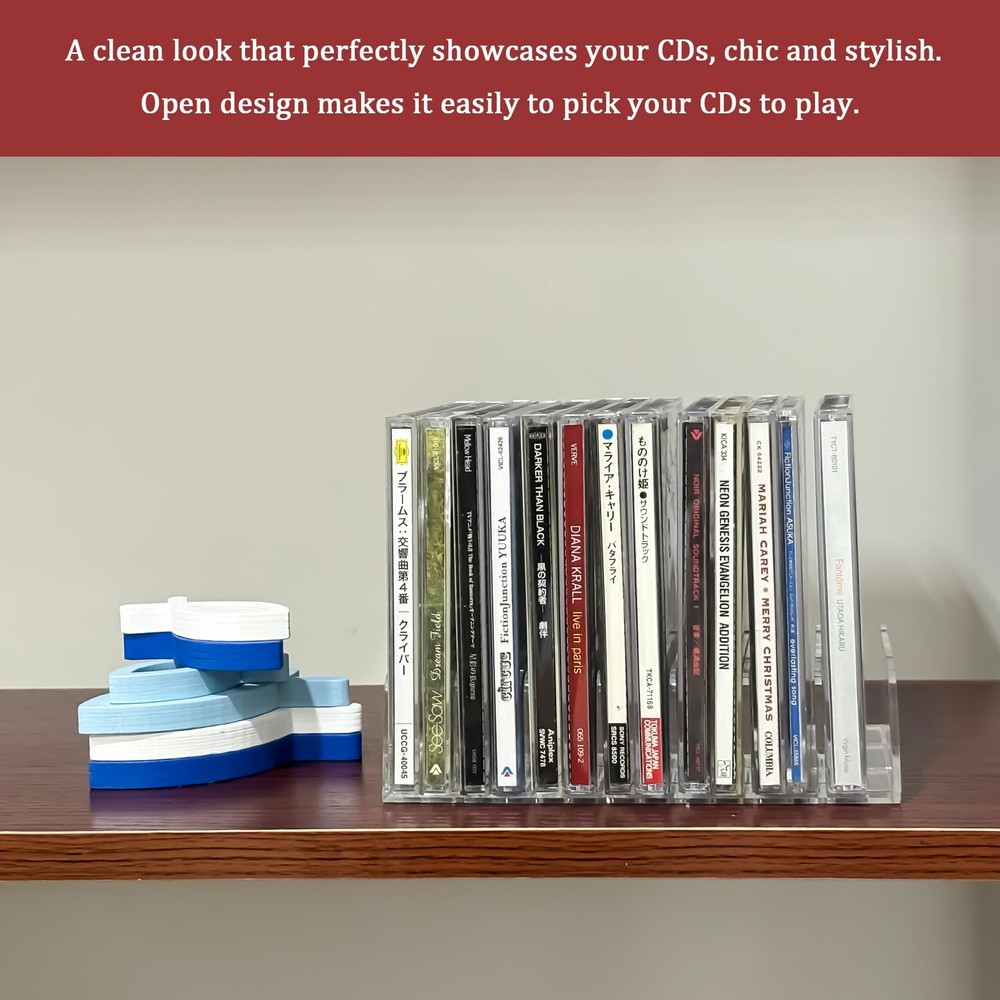 2 Pack Clear Acrylic CD/DVD Display Rack Storage Box Vinyl Record Stand