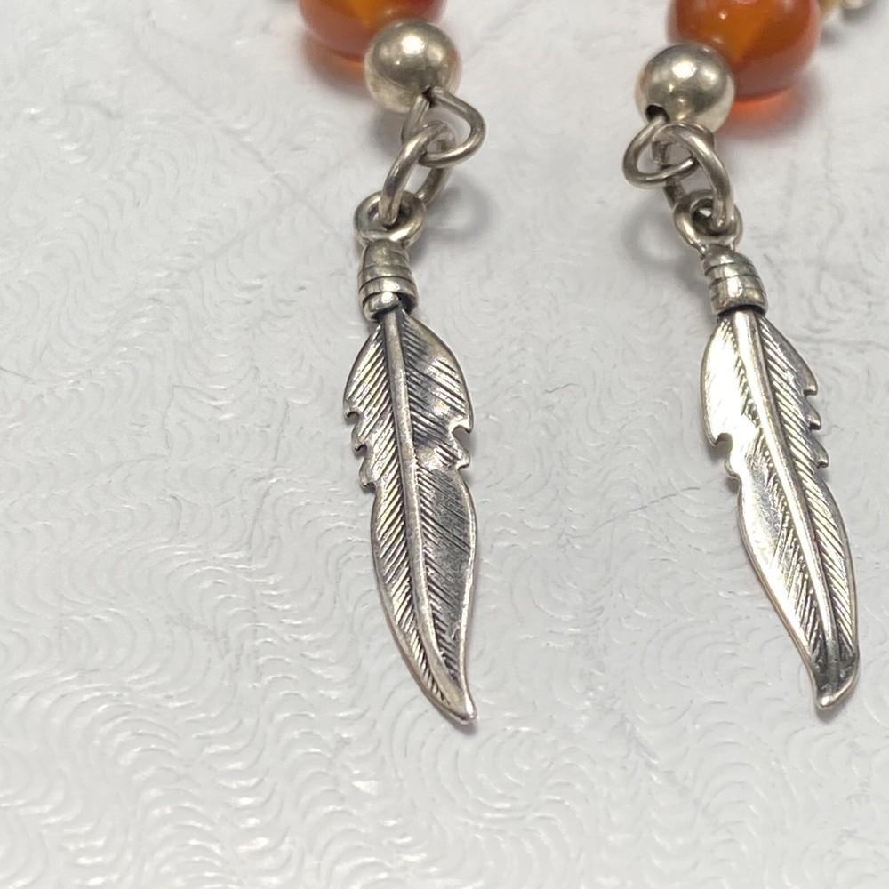 Shube’s Manuf. Sterling Silver Bear Feather Dangle Earrings