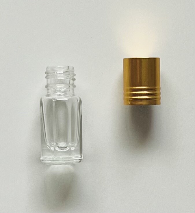 3 PC Empty 3 ml Refillable Glass Attar Perfume Bottle W/Gold Cap