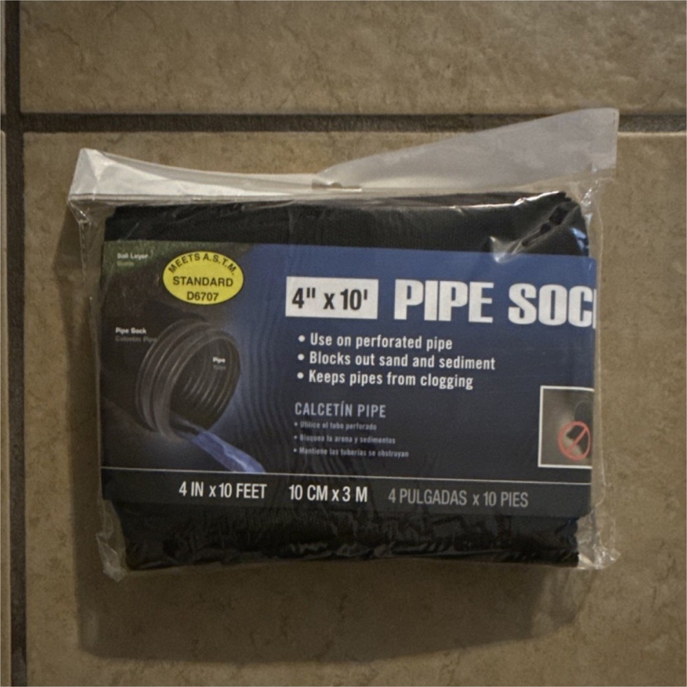 NDS 4 in x 10 ft Fabric Pipe Sock for Perforated Pipe, Blocks Sand