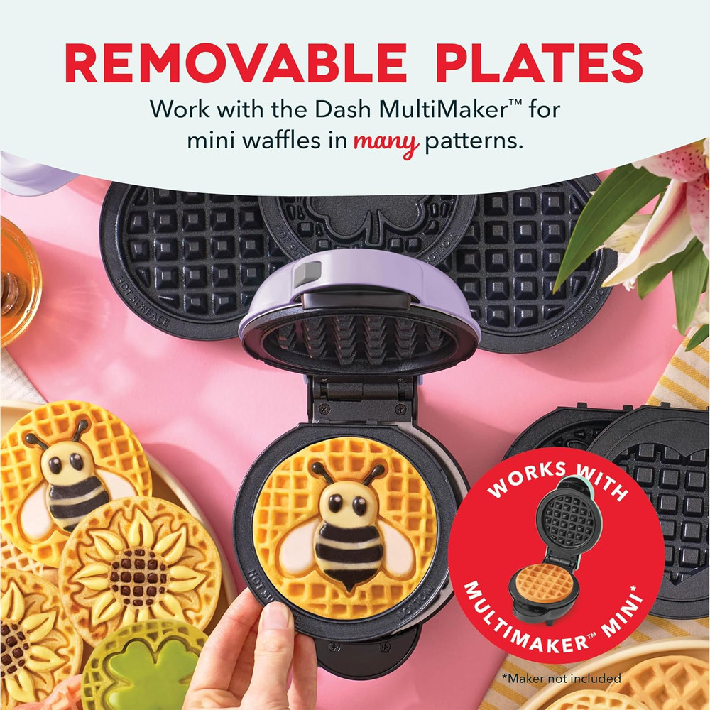 Multimaker Mini System Two 4” Nonstick Removable Waffle Plates Set (Sunflower &