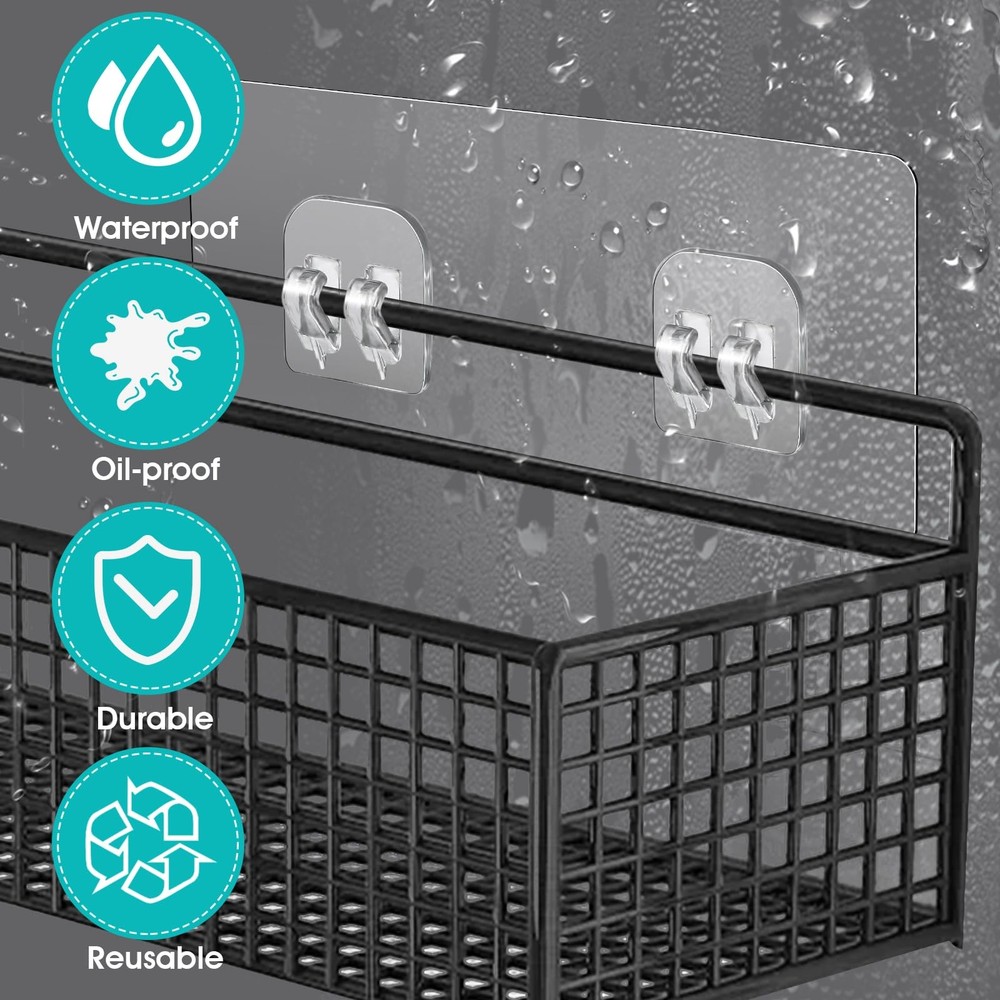 COMNICO 4 Pack Shower Caddy Adhesive Hooks Replacement, Strong Self-Adhesive...