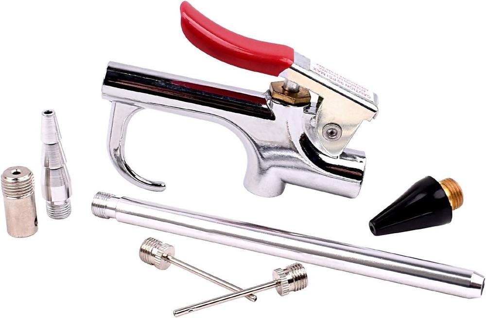 Compact Air Blow Gun Kit with 90 PSI Pressure - Includes 5 Interchangeable Tips