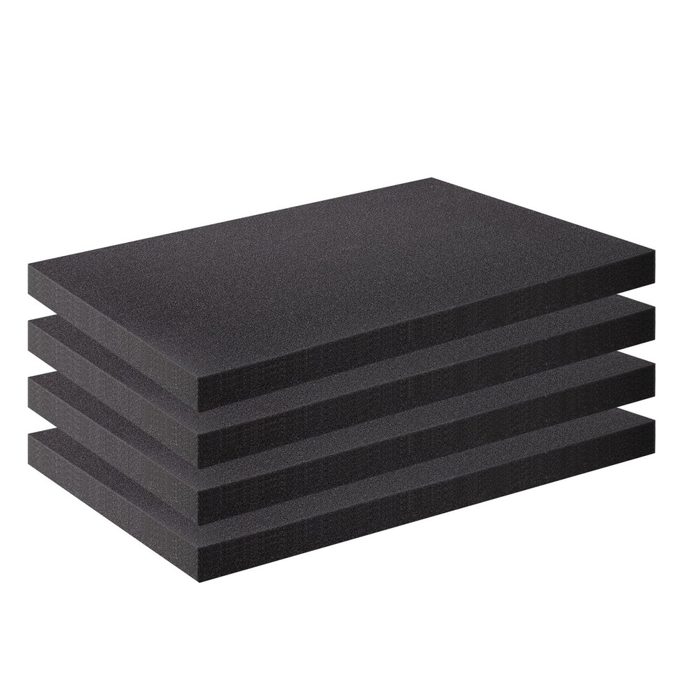 4 PCS Black Packing Foam Sheets Cuttable Polyurethane Cushioning Pads Box