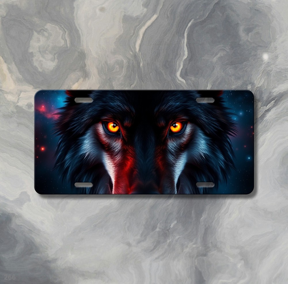 Bold Wolf License Plate Personalized Front Bumper Plate Birthday Gift