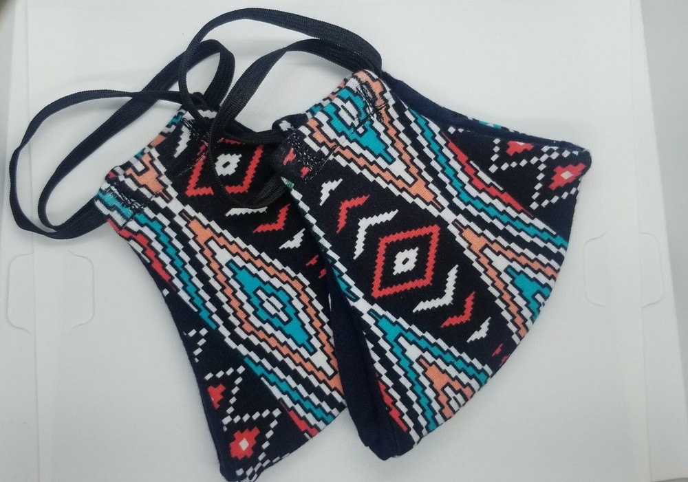 2 Pack -Aztec geometric print handmade face masks