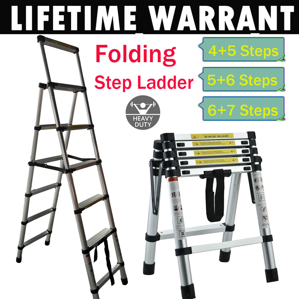 EN131 A Frame Telescopic Extension Aluminum Step Ladder Folding Multi Purpose US