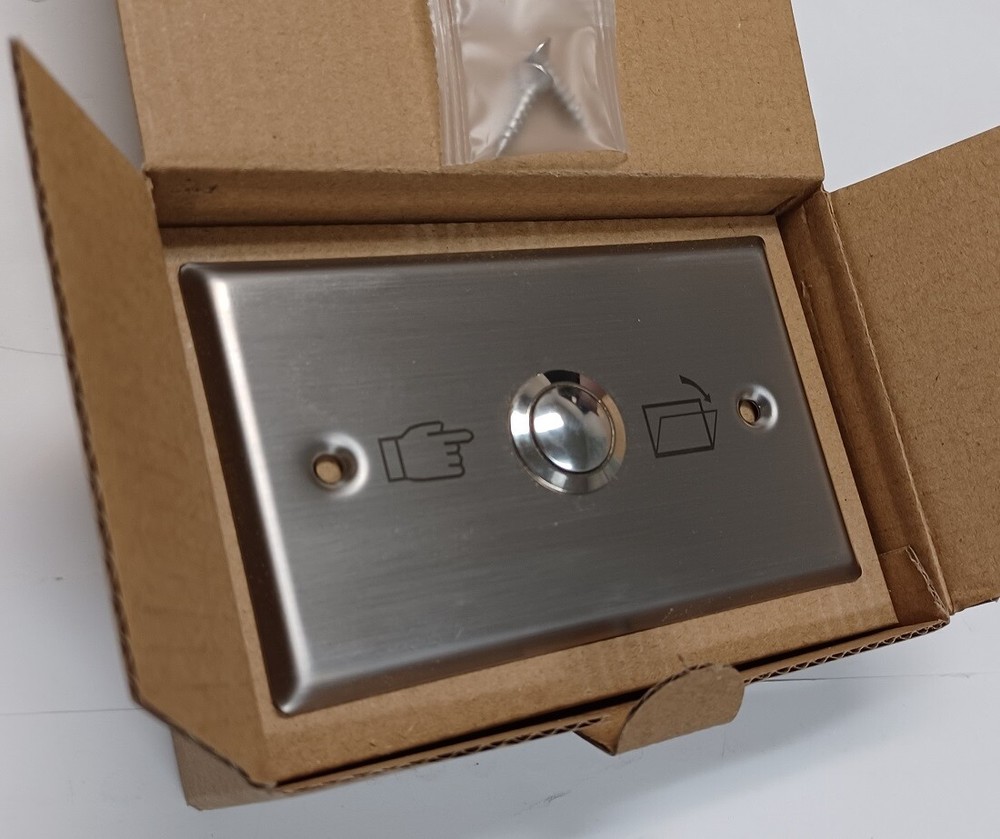 Door Release Exit Button, NO/COM, Momentary, Single Gang Mount, Stainless Steel