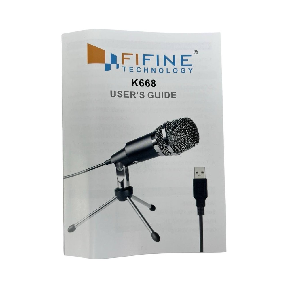 NEW Fifine Technology K668 USB Microphone With Tripod Stand & User Guide