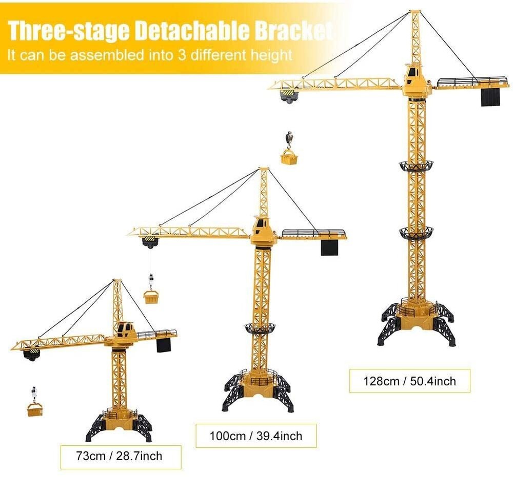 50 inch Tower Crane 2.4G Remote Control 1:32 Construction Lifting Sound Light