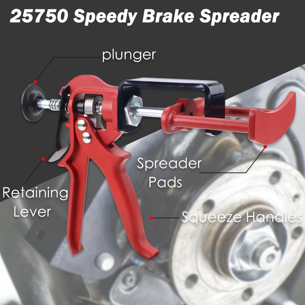 Red brake caliper & piston compressor tools, brake tools, pad spreader 25750