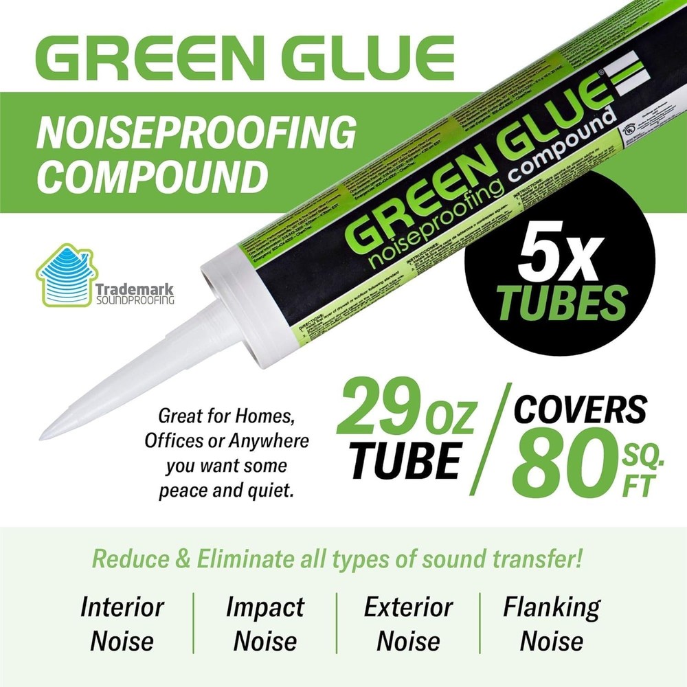 Green Glue Soundproofing Compound 28 fl.oz - 3 Pack | Includes 2 Big Wipes