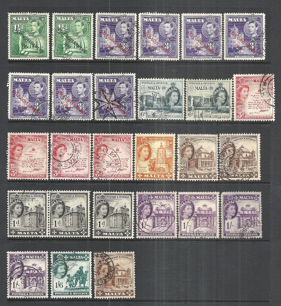 MALTA VARIOUS USED ISSUES 1937 to 1957