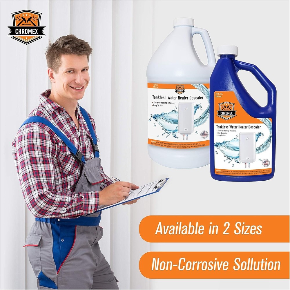 Chromex Tankless Water Heater Descaling Solution, Quart, 32 fl oz (1)