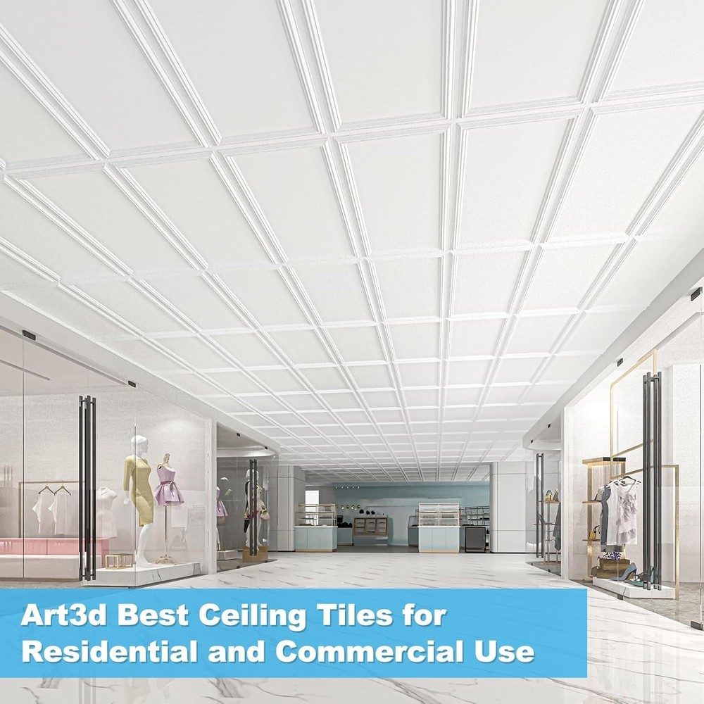 Drop Ceiling Tiles 48x24, Decorative PVC Ceiling Panels, Waterproof Rustproof...