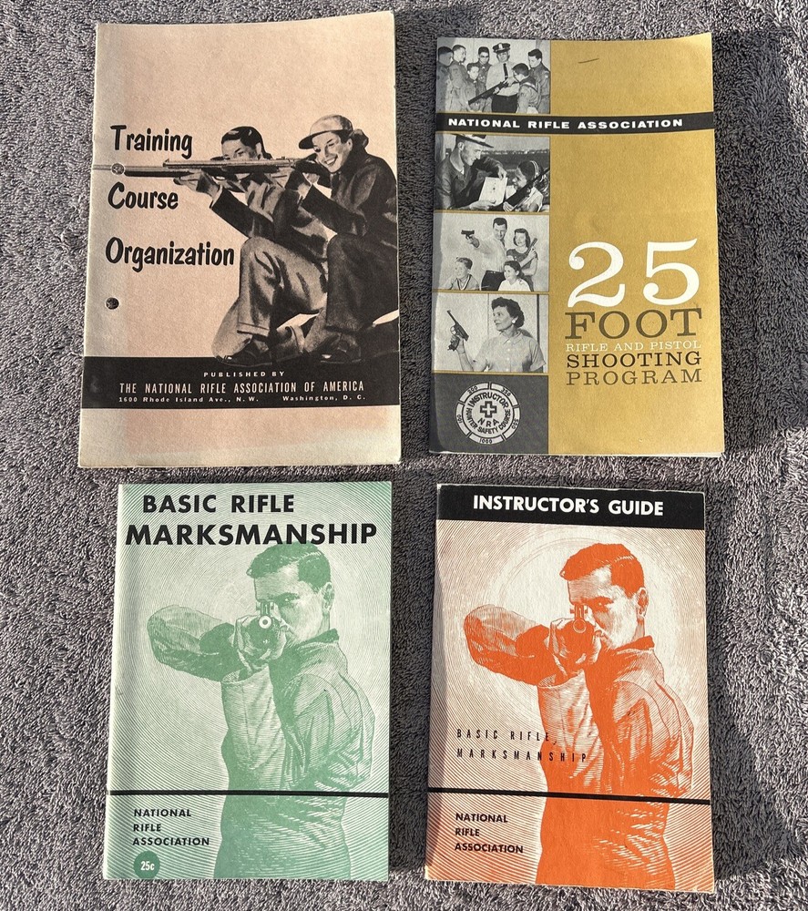 4 Vintage Nra Booklets, Books, Instructor, 25ft, Training, Basic Rifle 1950’s-60