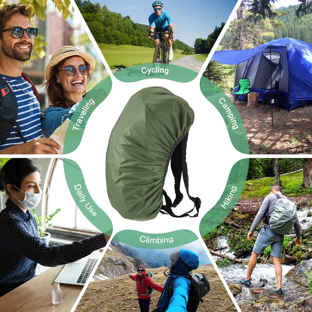 55L-65L Backpack Rain Cover with A Vertical Reflective Strap [Army Green]