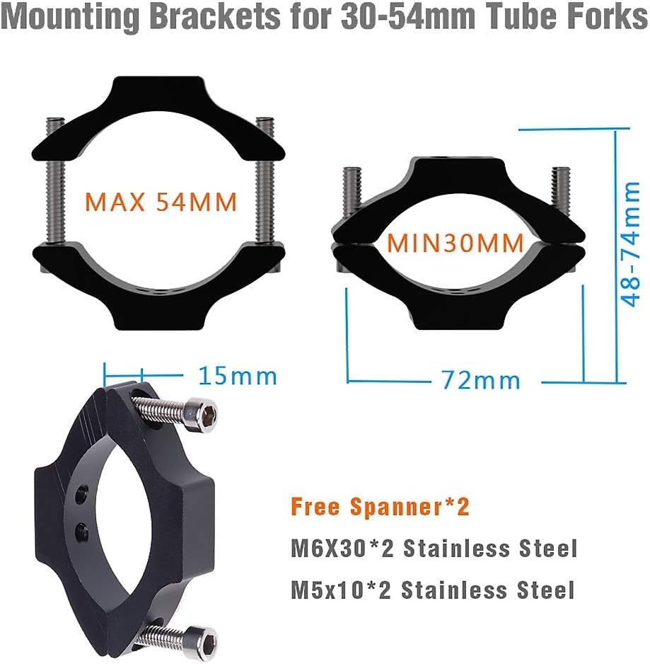 2PCS Motorcycle Mount Brackets,30MM-54MM Universal Work Light Tube Clamp