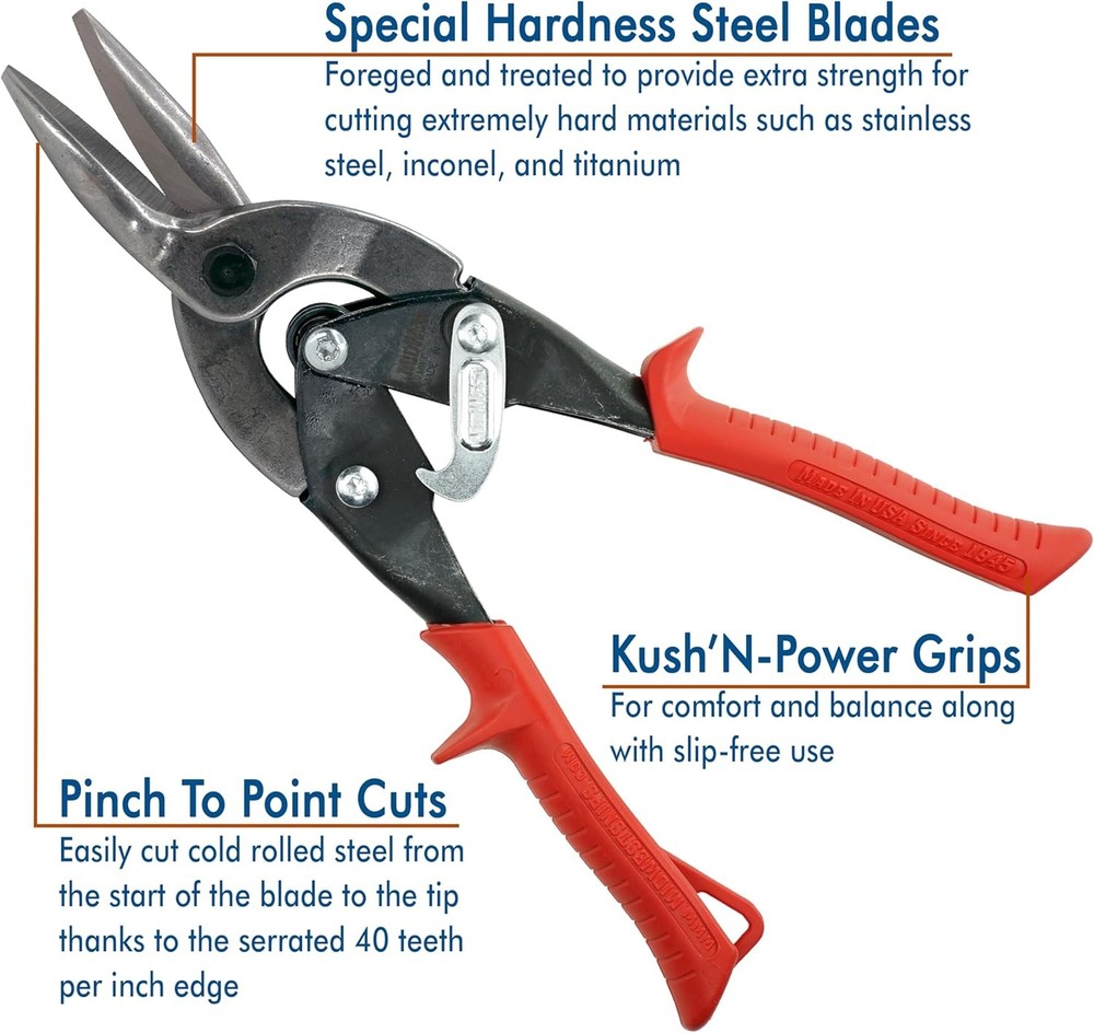 MIDWEST Special Hardness Aviation Snip - Left Cut Offset Left,