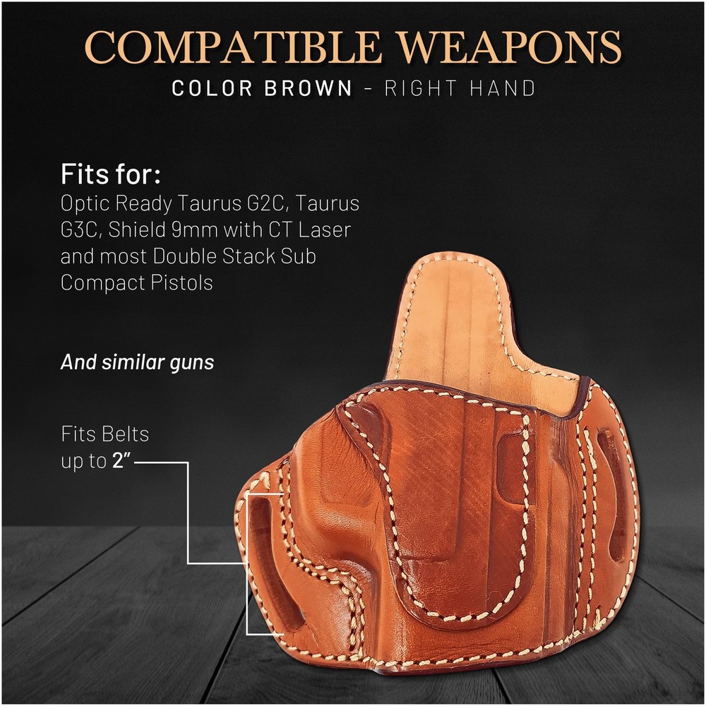 OWB Optic Ready Holster for Shield 9mm, Taurus G2C/G3C Subcompact