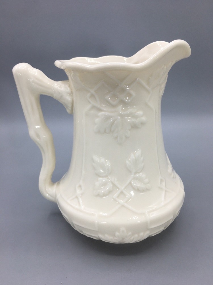 Kaldun & Bogle Ceramic Pitcher Small White Ivory Victorian Style 5.5" Vintage
