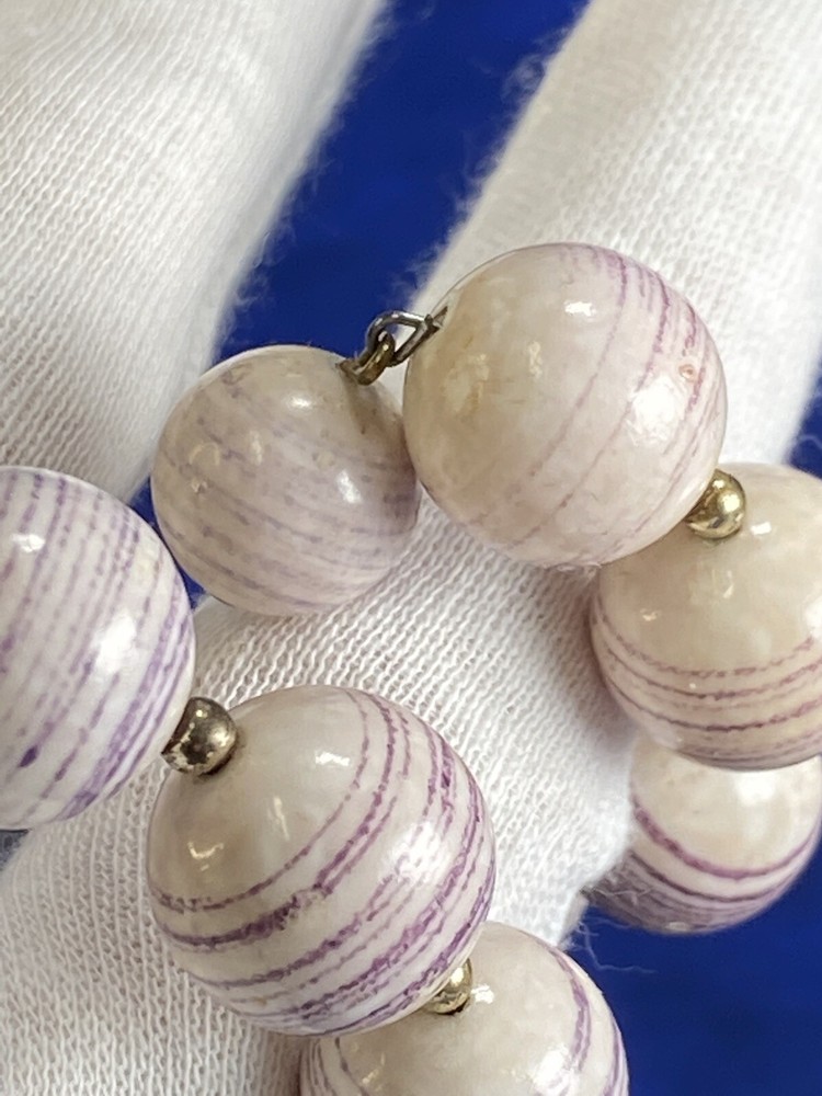 Vtg Purple Stripe Beaded Spring Wrap Bracelet Unsigned
