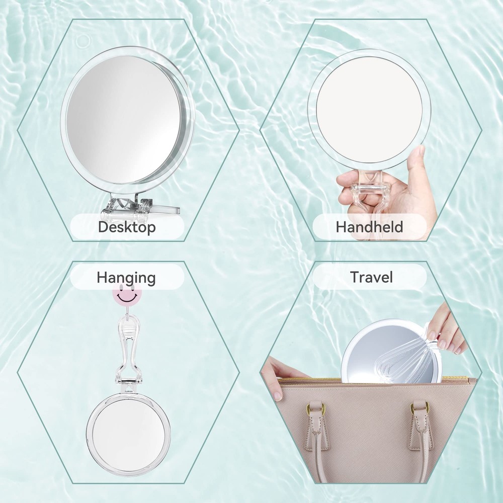 5'' Round 20X Magnifying Handheld Mirror Double-Sided 1X/20X Foldable
