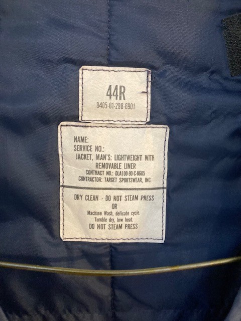 USAF and/or USCG, CURRENT ISSUE, BLUE WINDBREAKER JACKET, SIZE 44 REGULAR