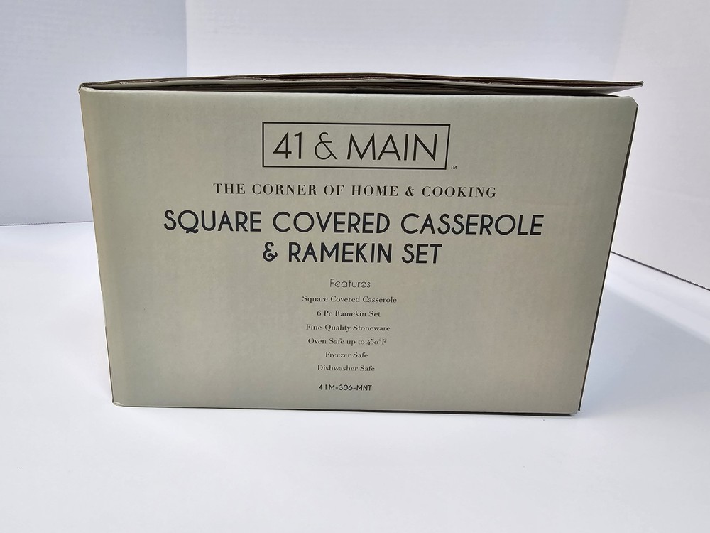 8 Pc Stoneware Ramekin Set 41 & Main Green New Box!