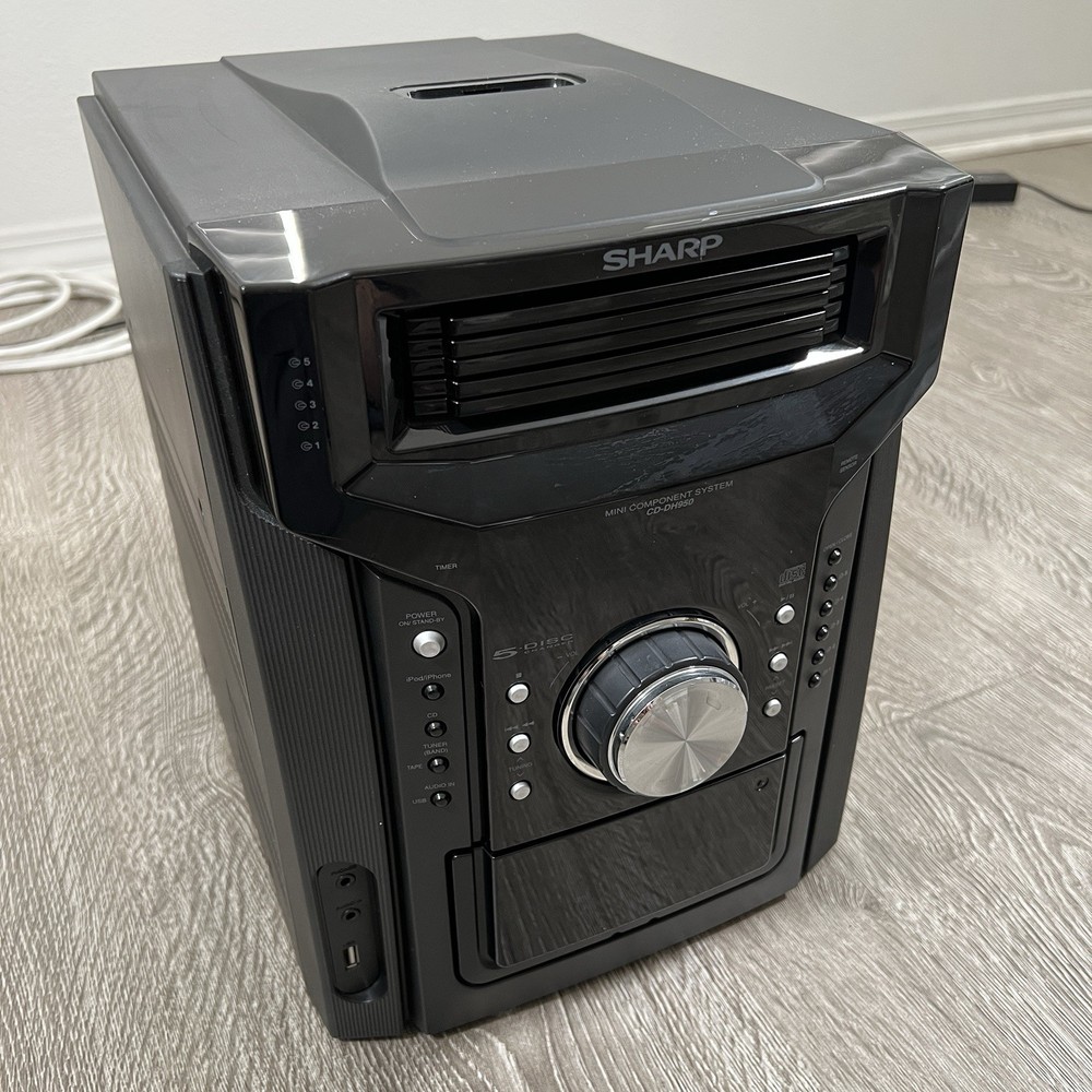 SHARP CD-DH950p Mini Component Stereo System 5 Disc CD Cassette iPod WORKING