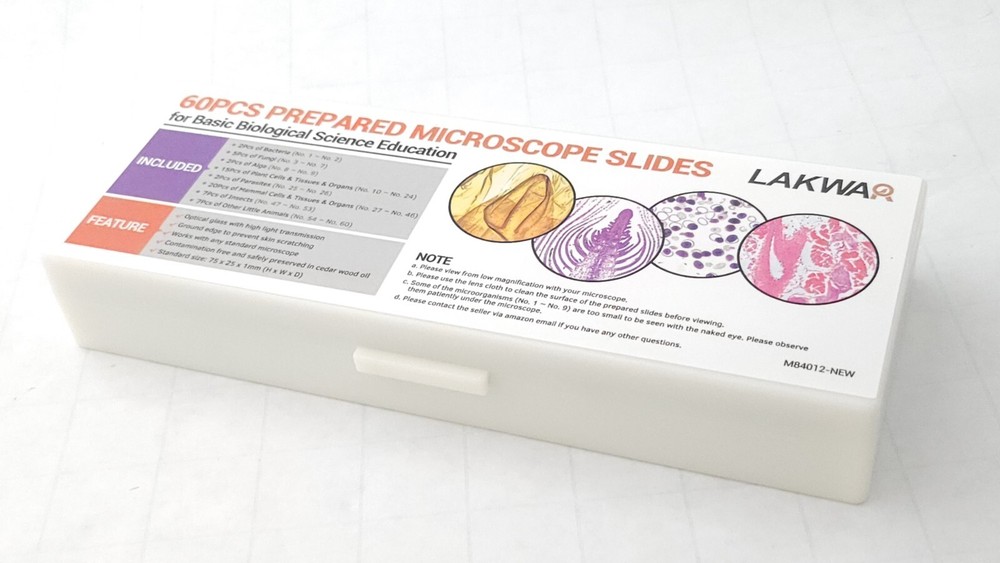 60 Microscope Slides with Specimens, Prepared Microscope Slides (59 only)
