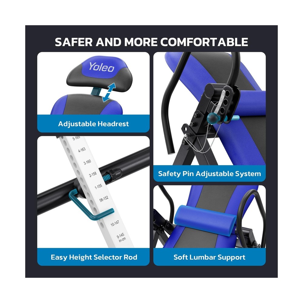 YOLEO Inversion Table for Back Pain 2026 Foldable Inversion Table w/ Removabl...