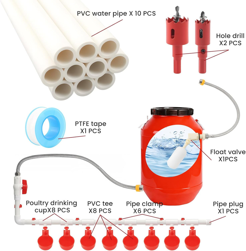 Automatic Chicken Waterer System Complete Set Pipeline Poultry Water Feeder with