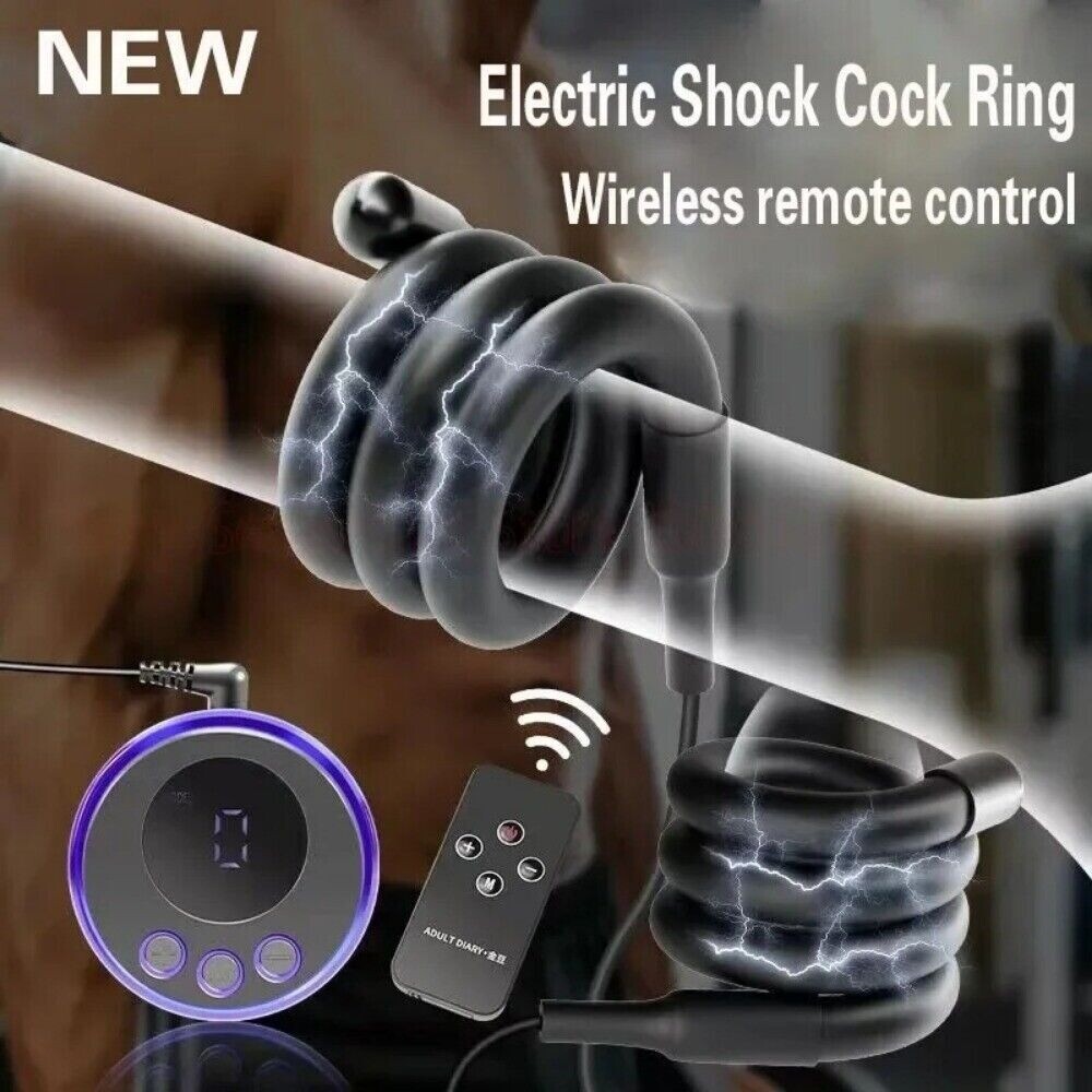 Electric E-Stim Penis Stretcher Enhancer Ball-Scrotum-Ring-Delay-Ejaculation Men